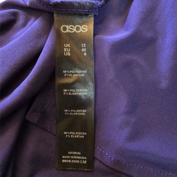 Dark Royal Blue One Shoulder Evening Gown ASOS sz 8 - Picture 8 of 9